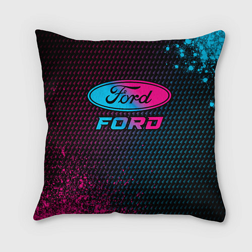 Подушка квадратная Ford - neon gradient / 3D-принт – фото 1