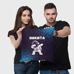 Подушка квадратная Никита космонавт даб, цвет: 3D-принт — фото 2
