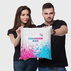 Подушка квадратная Chainsaw Man neon gradient style: символ сверху, цвет: 3D-принт — фото 2