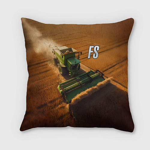 Подушка квадратная Farming Simulator - Зеленый трактор / 3D-принт – фото 1