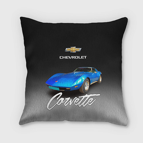 Подушка квадратная Синий Chevrolet Corvette 70-х годов / 3D-принт – фото 1
