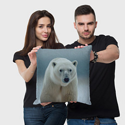 Подушка квадратная Белый медведь полярный, цвет: 3D-принт — фото 2