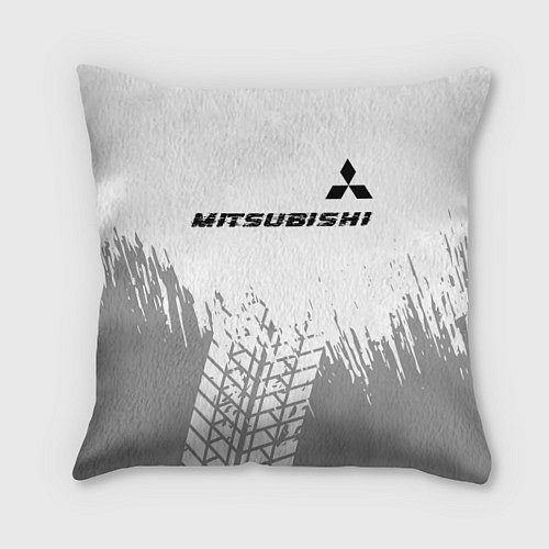 Подушка квадратная Mitsubishi speed на светлом фоне со следами шин: с / 3D-принт – фото 1