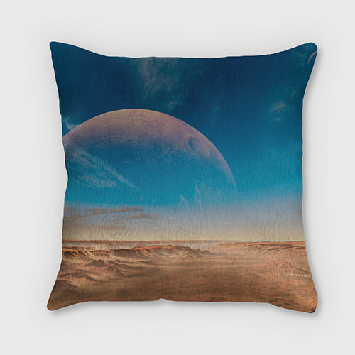 Подушка квадратная Пустыня и очертания планеты / 3D-принт – фото 1