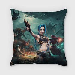 Подушка квадратная Arcane league of legends Jinx с пистолетом