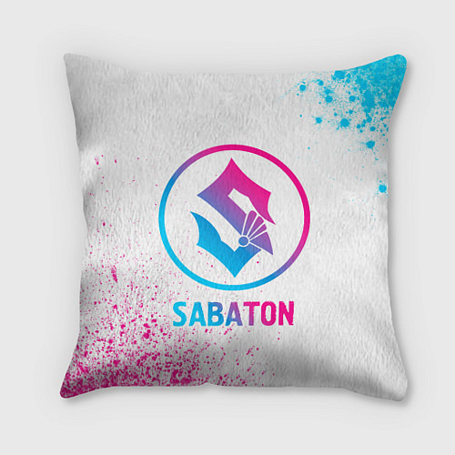Подушка квадратная Sabaton neon gradient style / 3D-принт – фото 1