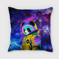 Подушка квадратная Панда-космонавт в космосе - неон, цвет: 3D-принт