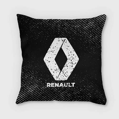 Подушка квадратная Renault с потертостями на темном фоне / 3D-принт – фото 1