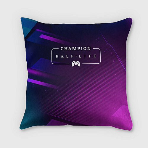 Подушка квадратная Half-Life gaming champion: рамка с лого и джойстик / 3D-принт – фото 1