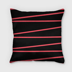 Подушка квадратная Полосы черно-розовый, цвет: 3D-принт