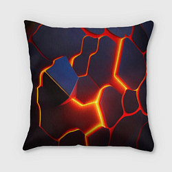 Подушка квадратная Неоновые трещины, цвет: 3D-принт