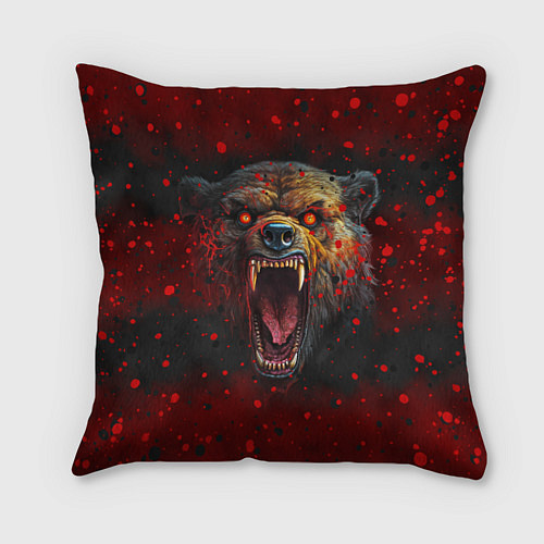 Подушка квадратная Злой медведь / 3D-принт – фото 1
