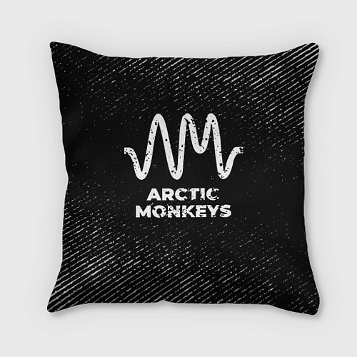 Подушка квадратная Arctic Monkeys с потертостями на темном фоне / 3D-принт – фото 1