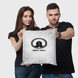 Подушка квадратная Great Wall с потертостями на светлом фоне, цвет: 3D-принт — фото 2