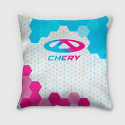 Подушка квадратная Chery neon gradient style, цвет: 3D-принт