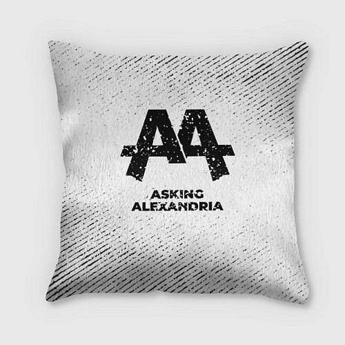 Подушка квадратная Asking Alexandria с потертостями на светлом фоне / 3D-принт – фото 1