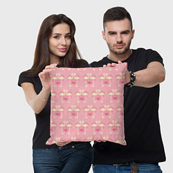 Подушка квадратная Любовный паттерн с фламинго, цвет: 3D-принт — фото 2
