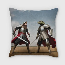 Подушка квадратная Древний Рус против Ящера, цвет: 3D-принт