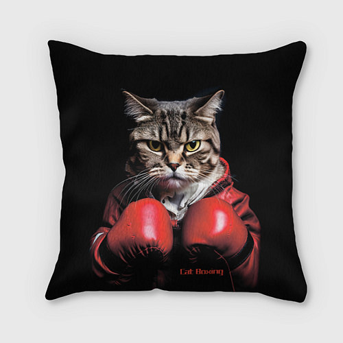 Подушка квадратная Cat boxing / 3D-принт – фото 1