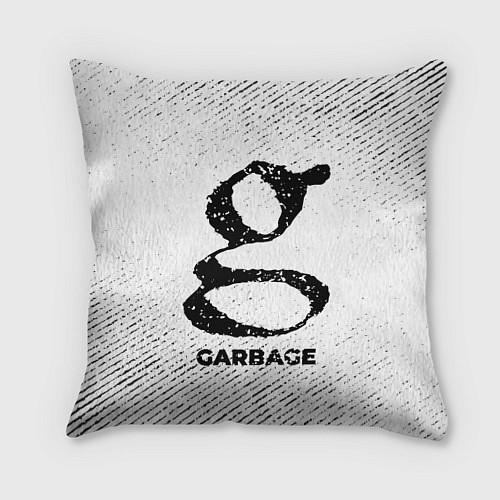 Подушка квадратная Garbage с потертостями на светлом фоне / 3D-принт – фото 1