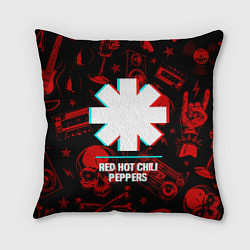 Подушка квадратная Red Hot Chili Peppers rock glitch, цвет: 3D-принт