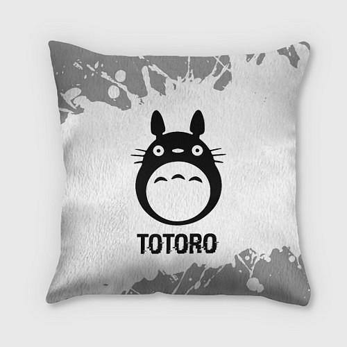 Подушка квадратная Totoro glitch на светлом фоне / 3D-принт – фото 1