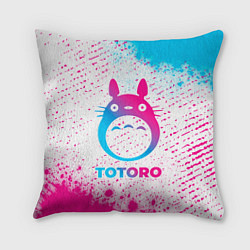 Подушка квадратная Totoro neon gradient style, цвет: 3D-принт