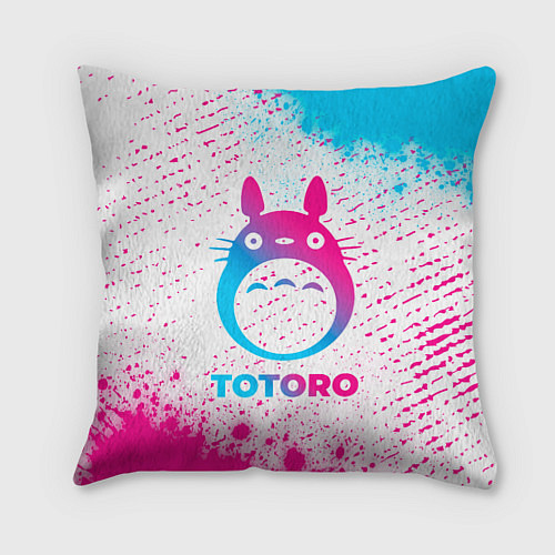Подушка квадратная Totoro neon gradient style / 3D-принт – фото 1