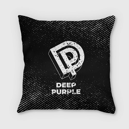 Подушка квадратная Deep Purple с потертостями на темном фоне / 3D-принт – фото 1