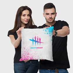 Подушка квадратная Dead by Daylight neon gradient style, цвет: 3D-принт — фото 2