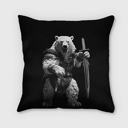 Подушка квадратная Белый медведь воин / 3D-принт – фото 1