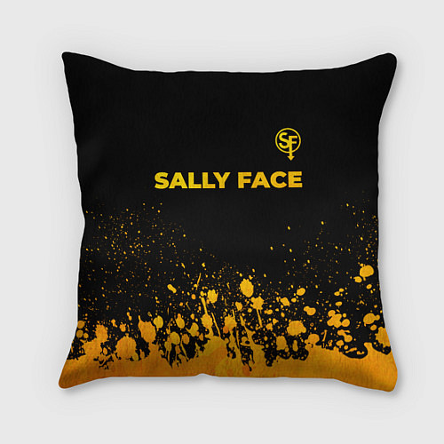 Подушка квадратная Sally Face - gold gradient: символ сверху / 3D-принт – фото 1