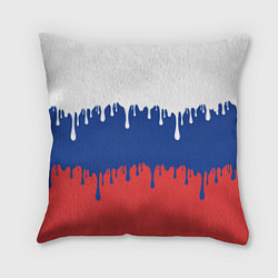 Подушка квадратная Флаг России - потёки, цвет: 3D-принт