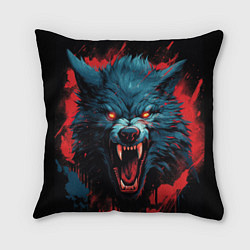 Подушка квадратная Wolf black red, цвет: 3D-принт