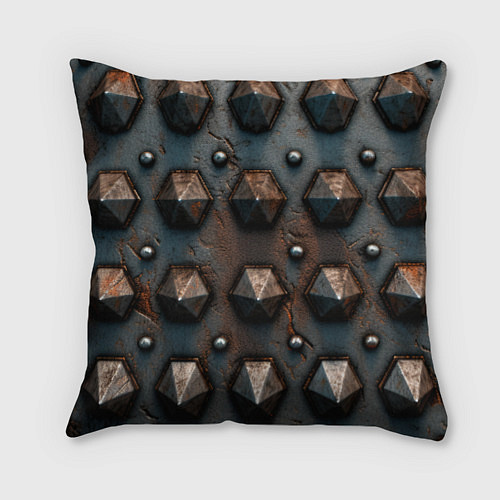 Подушка квадратная Металлическая шипованная текстура / 3D-принт – фото 1