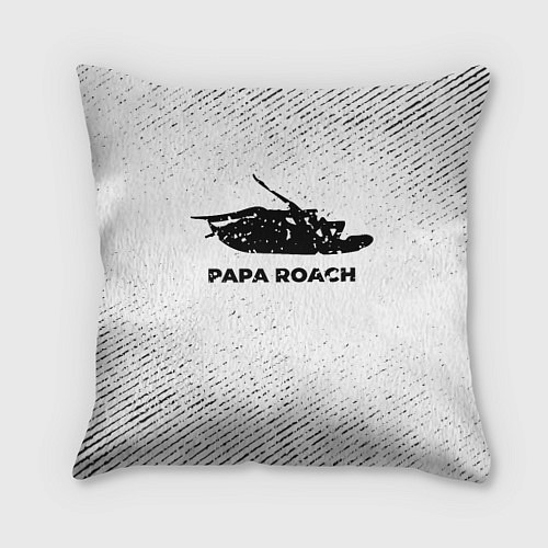 Подушка квадратная Papa Roach с потертостями на светлом фоне / 3D-принт – фото 1