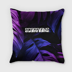Подушка квадратная Scorpions neon monstera, цвет: 3D-принт