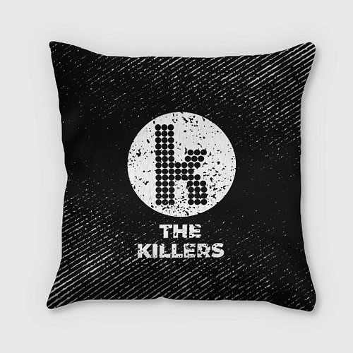 Подушка квадратная The Killers с потертостями на темном фоне / 3D-принт – фото 1