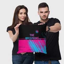 Подушка квадратная The Offspring - neon gradient: символ сверху, цвет: 3D-принт — фото 2