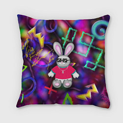 Подушка квадратная Кролик в футболке, цвет: 3D-принт