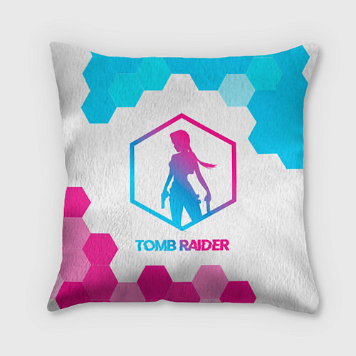 Подушка квадратная Tomb Raider neon gradient style / 3D-принт – фото 1