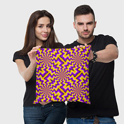 Подушка квадратная Желто-фиолетовая иллюзия вращения, цвет: 3D-принт — фото 2