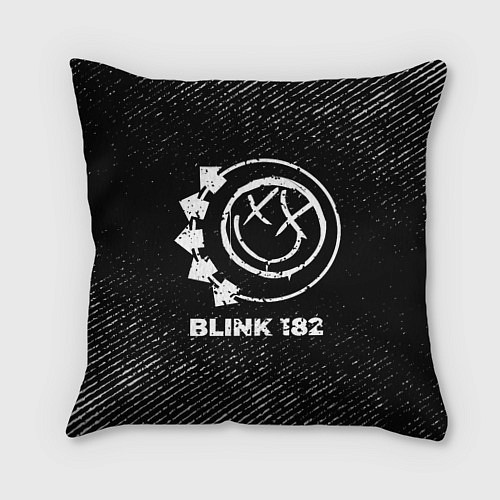 Подушка квадратная Blink 182 с потертостями на темном фоне / 3D-принт – фото 1