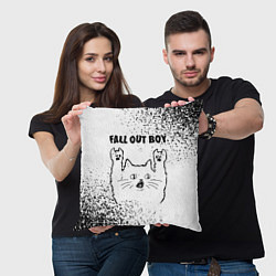 Подушка квадратная Fall Out Boy рок кот на светлом фоне, цвет: 3D-принт — фото 2