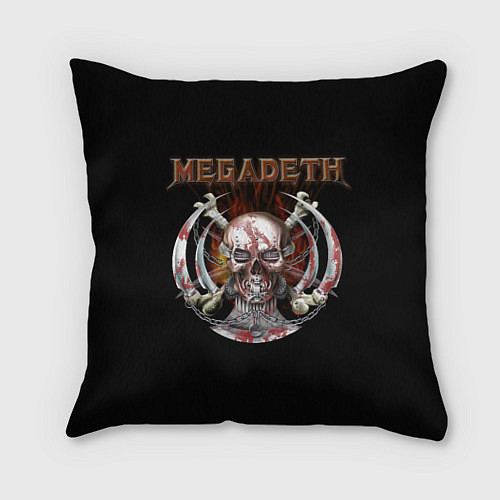 Подушка квадратная Megadeth - боевой череп / 3D-принт – фото 1