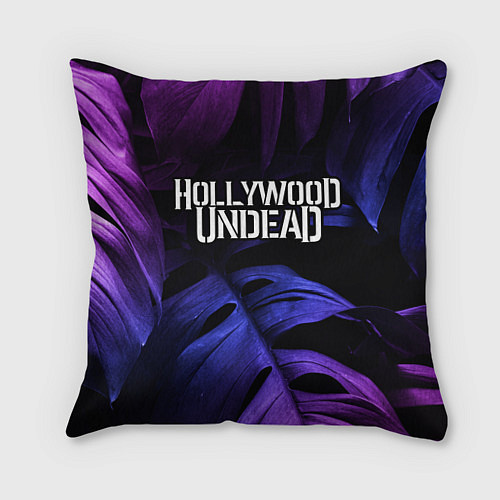 Подушка квадратная Hollywood Undead neon monstera / 3D-принт – фото 1