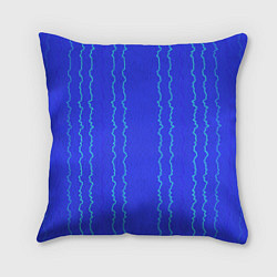 Подушка квадратная Кривые линии ярко-синий, цвет: 3D-принт