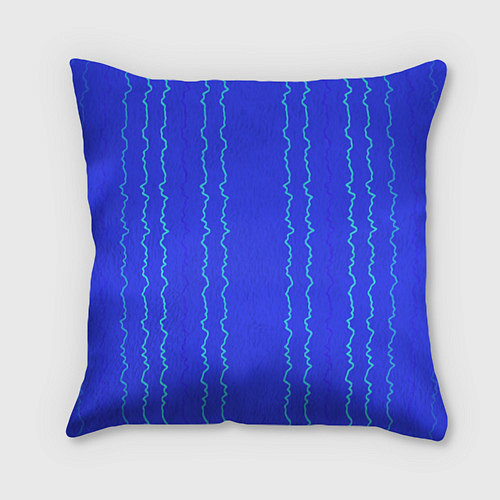 Подушка квадратная Кривые линии ярко-синий / 3D-принт – фото 1