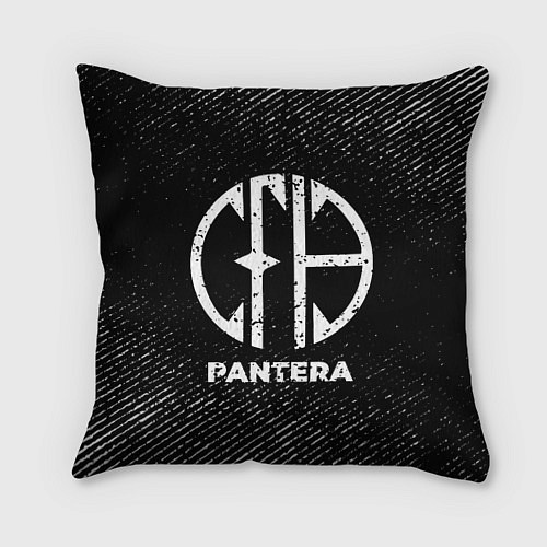 Подушка квадратная Pantera с потертостями на темном фоне / 3D-принт – фото 1