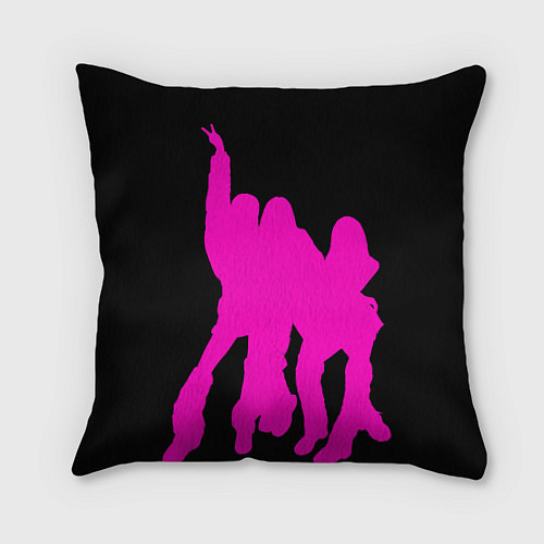 Подушка квадратная Розовый силуэт Blackpink на черном фоне / 3D-принт – фото 1